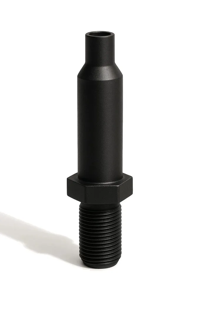 Black molded threaded fitting