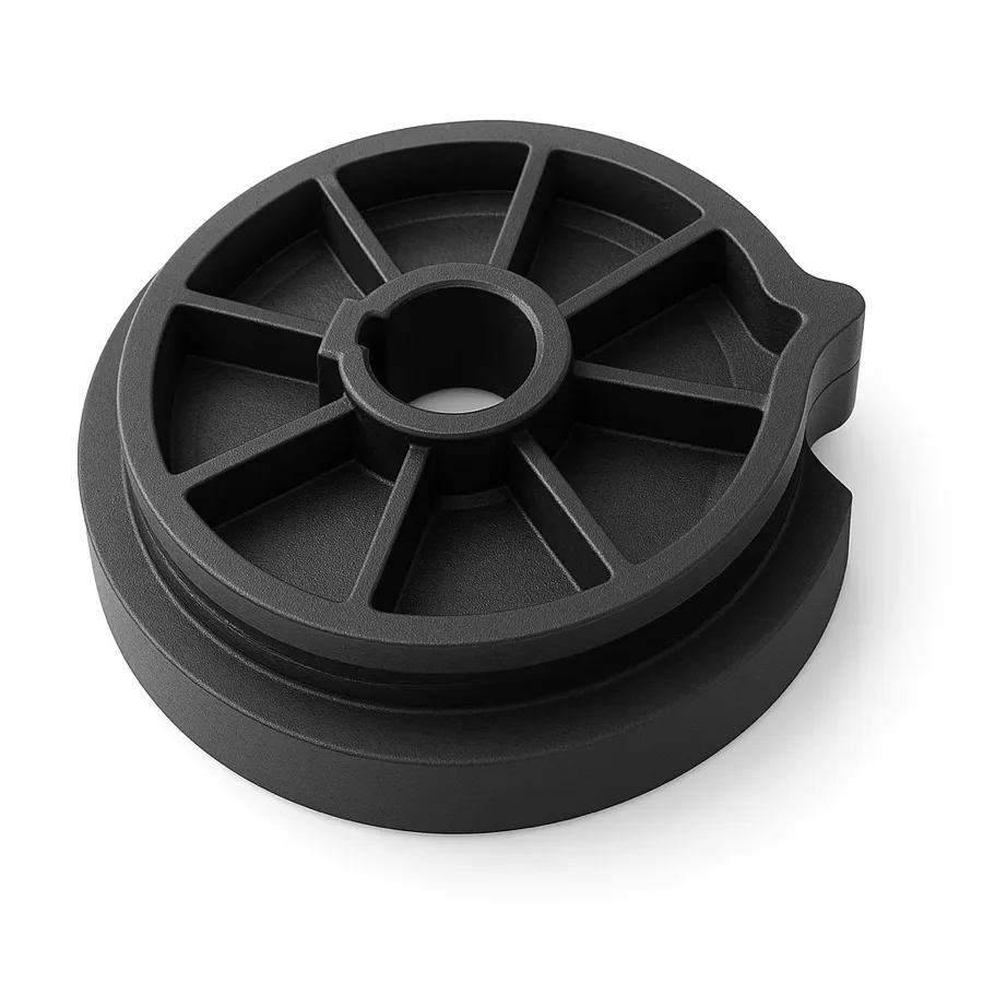 Black molded pulley with spokes