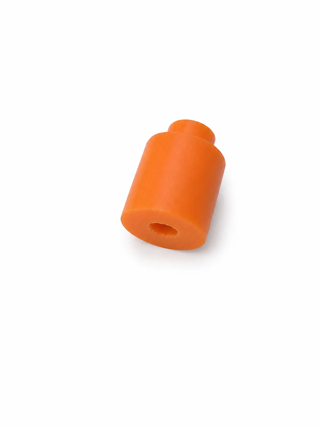Orange moulded cylindrical spacer with through-hole