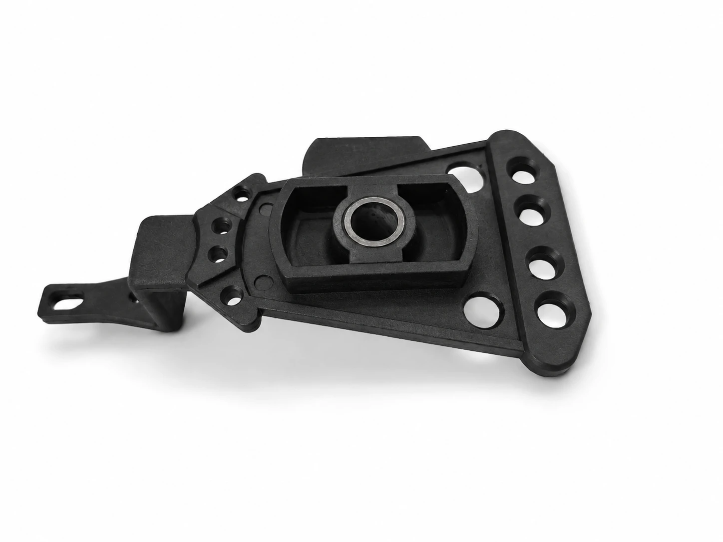 Bell crank lever with machined oil-flow openings, opposite side